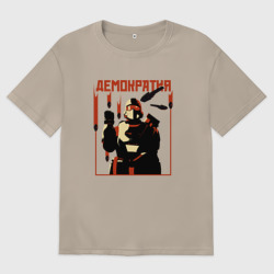 Женская футболка хлопок Oversize Helldivers 2 - демократия