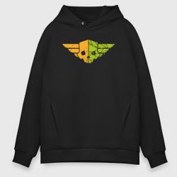 Мужское худи Oversize хлопок Helldivers skull orange and green