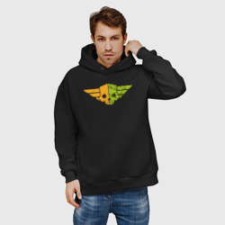 Мужское худи Oversize хлопок Helldivers skull orange and green - фото 2