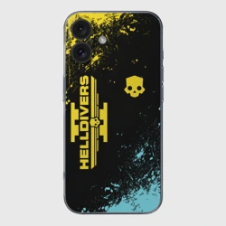 Чехол для iPhone 16 силиконовый с защитой камеры Logo skull Helldivers 2