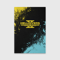 Обложка для паспорта матовая кожа Helldivers 2 logo yellow and blue splash