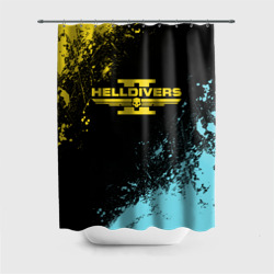 Штора 3D для ванной Helldivers 2 logo yellow and blue splash