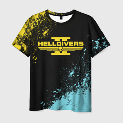 Мужская футболка 3D Helldivers 2 logo yellow and blue splash