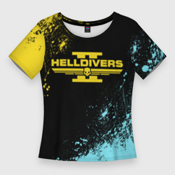 Женская футболка 3D Slim Helldivers 2 logo yellow and blue splash