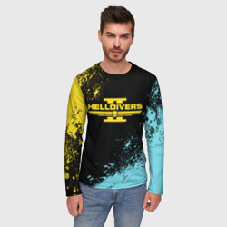 Мужской лонгслив 3D Helldivers 2 logo yellow and blue splash - фото 2