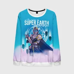Мужской свитшот 3D In the name of super earth - Helldivers 2