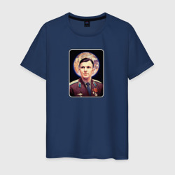 Мужская футболка хлопок Гагарин и планета Земля