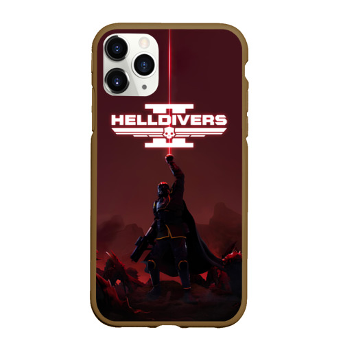 Чехол для iPhone 11 Pro Max матовый Helldivers 2 Адский десантник, цвет коричневый