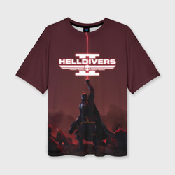 Женская футболка oversize 3D Helldivers 2 Адский десантник