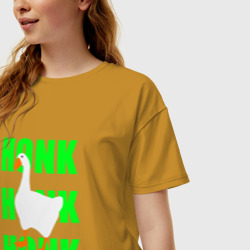 Женская футболка хлопок Oversize Untitled goose game green - фото 2