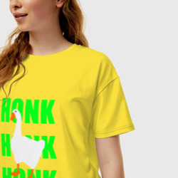 Женская футболка хлопок Oversize Untitled goose game green - фото 2