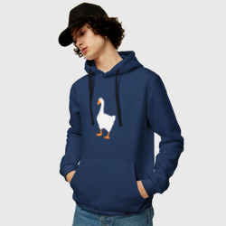 Толстовка с принтом Untitled goose game honk для мужчины, вид на модели спереди №2. Цвет основы: темно-синий