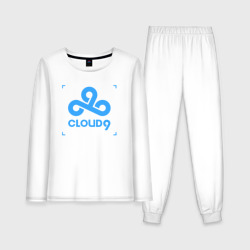 Женская пижама с лонгсливом хлопок Cloud9 - tecnic blue