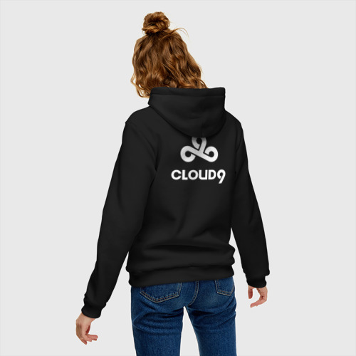 Женская толстовка хлопок Cloud9 - white logo, цвет черный - фото 4