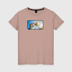 Два кота – Женская футболка хлопок с принтом купить со скидкой в -20%