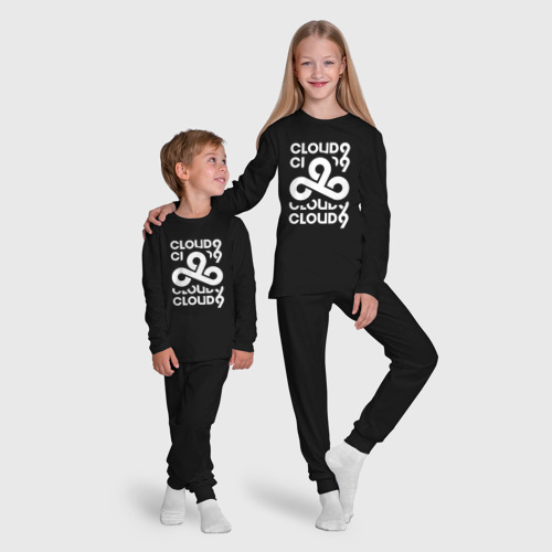 Детская пижама с лонгсливом хлопок Cloud9 - in logo, цвет черный - фото 9
