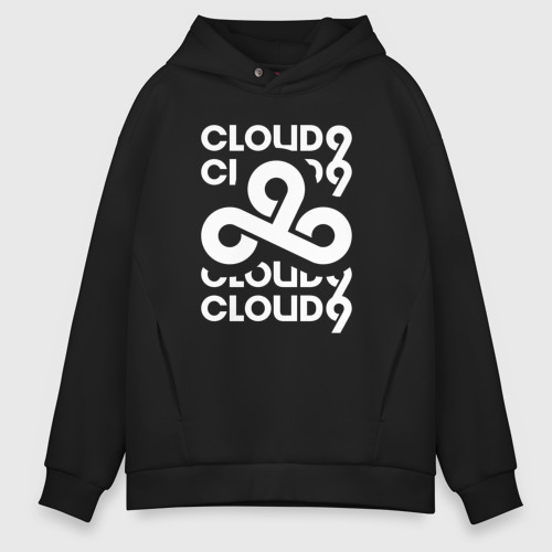 Мужское худи Oversize хлопок Cloud9 - in logo, цвет черный