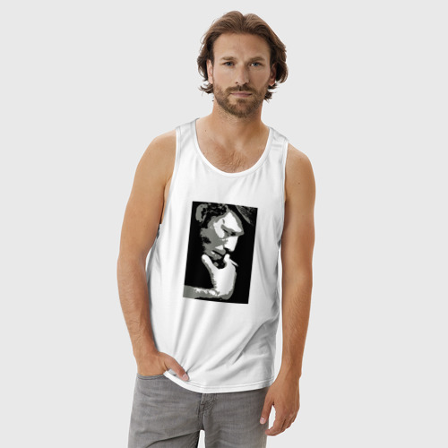 Мужская майка хлопок Tom Waits big portrait, цвет белый - фото 3