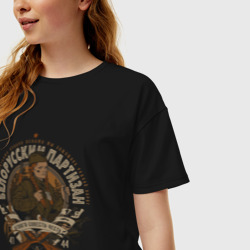Женская футболка хлопок Oversize Белорусская партизанка, чёрный цвет - фото 2
