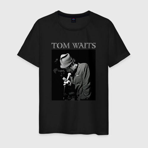 Мужская футболка хлопок Tom Waits on stage, цвет черный