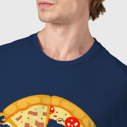 Футболка с принтом Pizza turtles для мужчины, вид на модели спереди №4. Цвет основы: темно-синий