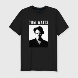 Мужская футболка хлопок Slim Tom Waits portrait in hat