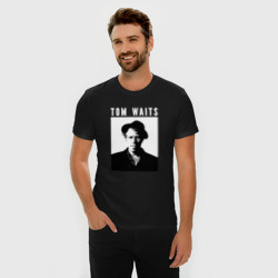 Мужская футболка хлопок Slim Tom Waits portrait in hat - фото 2