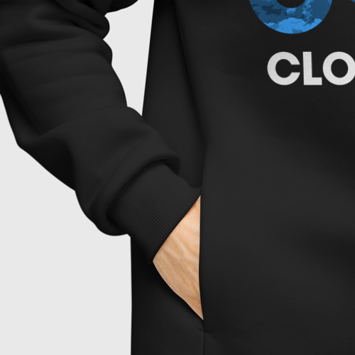 Мужское худи Oversize хлопок Cloud9 - blue cloud logo, цвет черный - фото 8