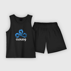 Детская пижама с шортами хлопок Cloud9 - blue cloud logo