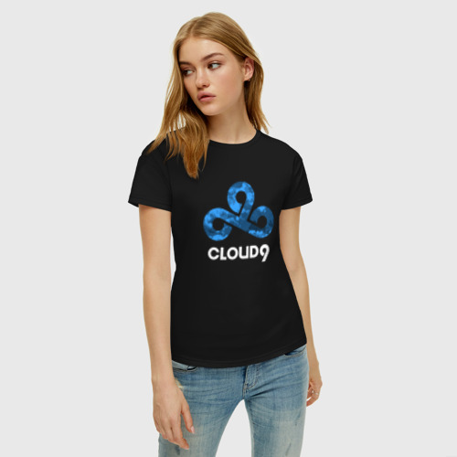 Женская футболка хлопок Cloud9 - blue cloud logo, цвет черный - фото 3