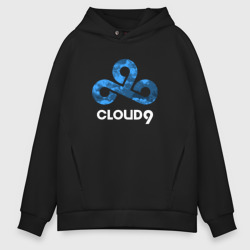 Мужское худи Oversize хлопок Cloud9 - blue cloud logo