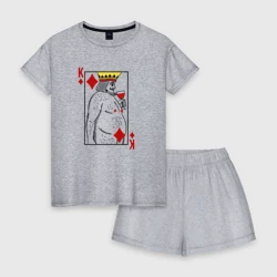 Женская пижама с шортиками хлопок Король - скуф