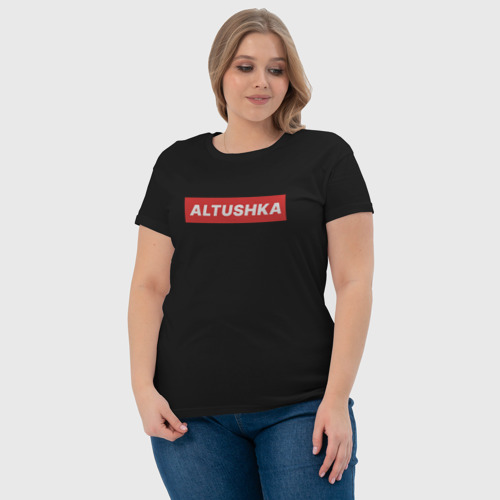 Женская футболка хлопок Altushka, цвет черный - фото 6