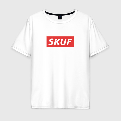 Мужская футболка оверсайз из хлопка с принтом Skuf - trend, вид спереди №1