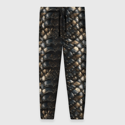 Женские брюки с принтом Блестящая металлическая броня, вид спереди №1