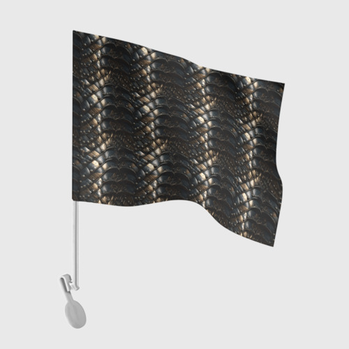 Флаг для автомобиля с принтом Блестящая металлическая броня, вид спереди №1