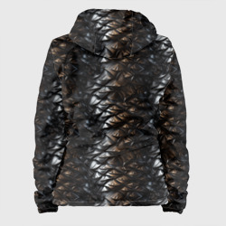 Куртка с принтом Блестящая металлическая  броня для женщины, вид сзади №1. Цвет основы: белый