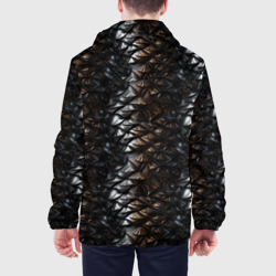Куртка с принтом Блестящая металлическая  броня для мужчины, вид на модели сзади №2. Цвет основы: белый