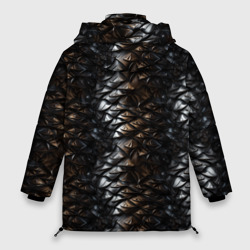 Куртка с принтом Блестящая металлическая  броня для женщины, вид сзади №1. Цвет основы: черный