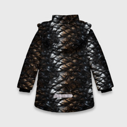 Куртка с принтом Блестящая металлическая  броня для любого человека, вид сзади №1. Цвет основы: черный