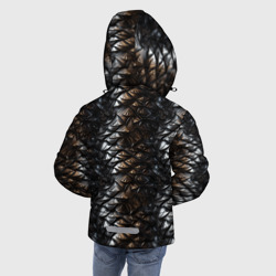 Куртка с принтом Блестящая металлическая  броня для любого человека, вид сзади №2. Цвет основы: черный