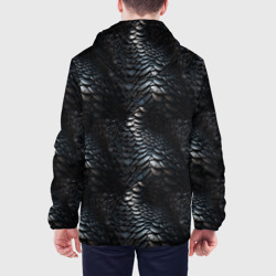 Куртка с принтом Блестящая  металлическая броня для мужчины, вид на модели сзади №2. Цвет основы: белый