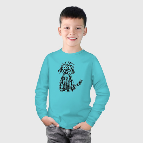 Детский лонгслив хлопок Собака милая, цвет бирюзовый - фото 3