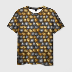 Мужская футболка 3D Золотая и серебряная броня 