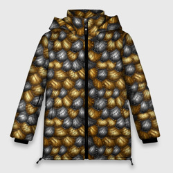 Золотая и серебряная броня  – Женская зимняя куртка Oversize с принтом купить