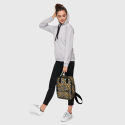 Рюкзак с принтом Золотая и серебряная броня для женщины, вид на модели спереди №4. Цвет основы: белый