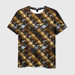 Мужская футболка 3D Золотая и серебряная объемная броня