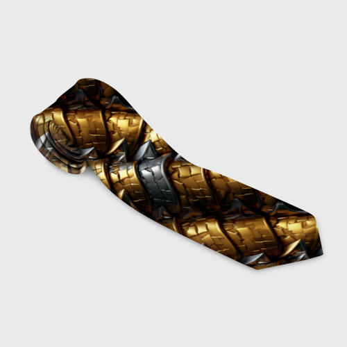 Галстук с принтом Золотая и серебряная объемная броня, вид спереди №1