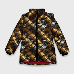 Золотая и серебряная объемная броня – Зимняя куртка для девочек 3D с принтом купить