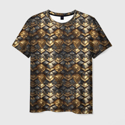 Мужская футболка 3D Золотистая текстурная броня